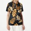 Womens Spring Tops Button Down Short Sleeve Leaf Print Shirt Summer Shirts for Women Casual Loose Fit Blouse Womens Summer Shirts