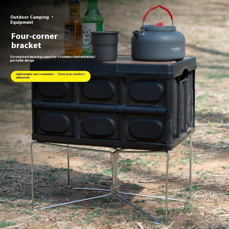Camping Folding Cooler Box Stand Container Holder Shelf Outdoor Camping Supply Holder Folding Stand Ice Box Stand Aluminum Alloy