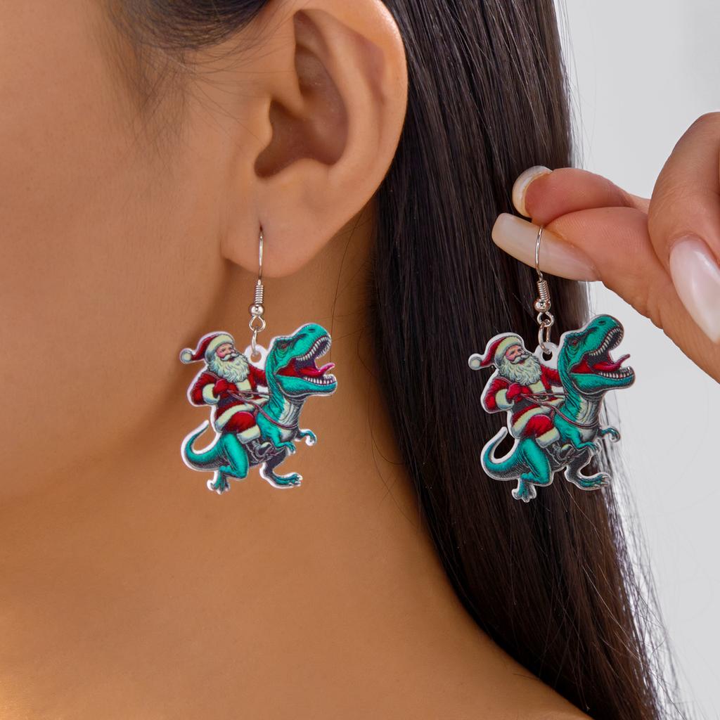 Cute Santa Claus Dangle Earrings For Women Acrylic Cartoon Snowman Elk Christmas Tree Bulb Pendant Earring Girls New Year Gift