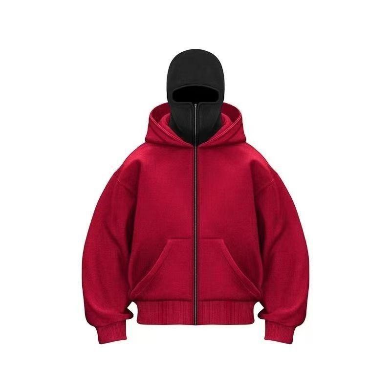 Fashionable Autumn Solid Color Zipper Hooded Long-sleeved Sweatshirt Jacket Men's Double Hood Autumn and Winter Versatile Tops