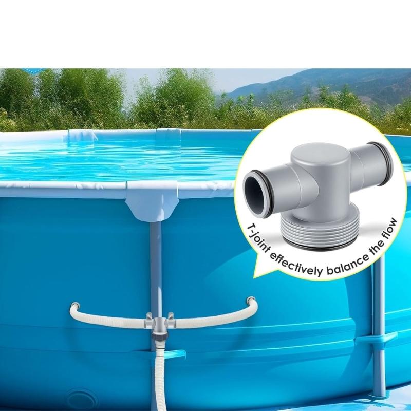 T Joint Pool Hose Adapter 1.5inch to 1.25inch Includes O Rings and Clamps Suitable for Above Ground Pool Filter Systems