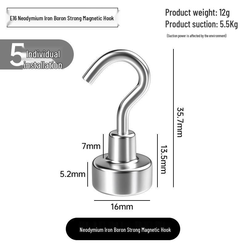 Silné magnetické lepicí háčky, bez vrtání, pro vysoké zatížení, velká velikost pro použití v kuchyni/na lednici.