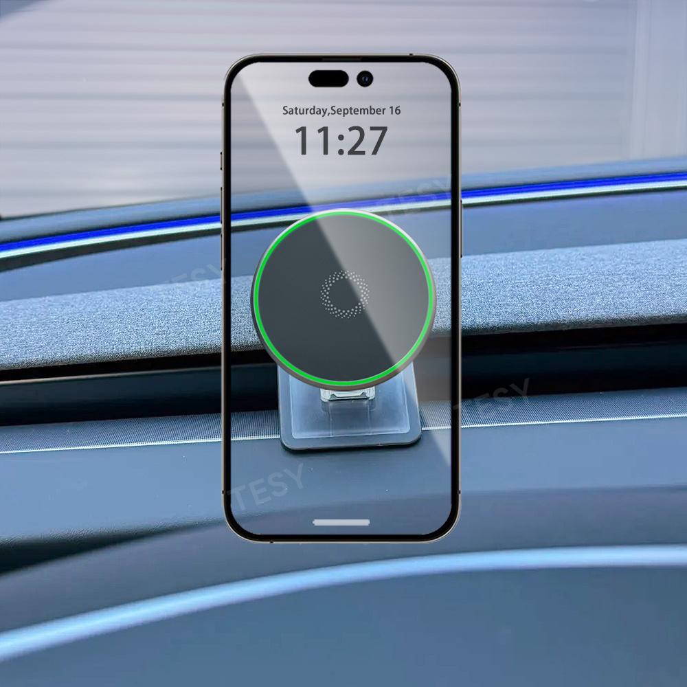 Phone Holder Mount Magnetic Phone Mount Compatible with MagSa for iPhone 16 17 For Tesla Model Y Launch Juniper 2026 Highland