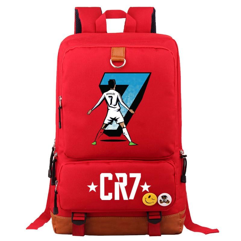 Cristiano Ronaldo Printed Youth School Backpack Teenagers Durable Oxford Fabric Breathable Padded Straps Unisex Travel Bag