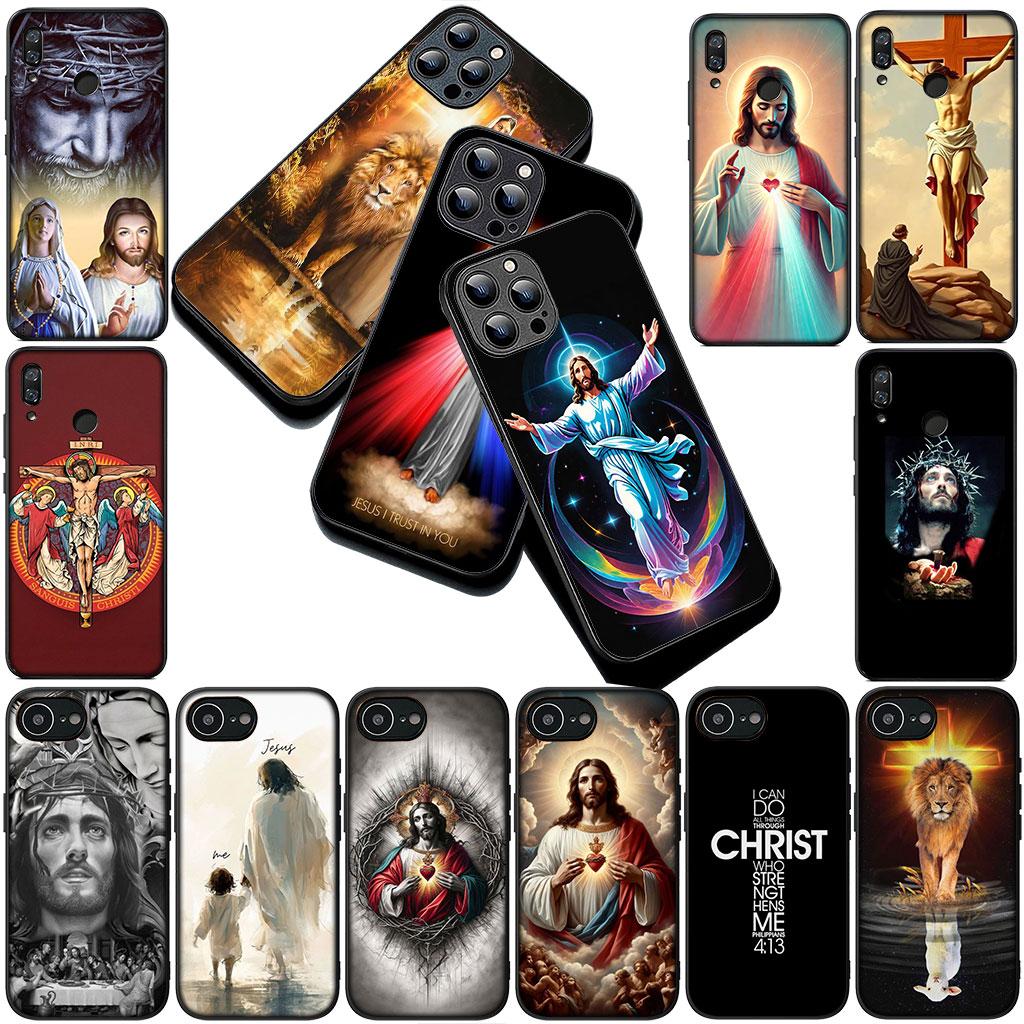 Phone Cover for OPPO A18 A16 A80 A40 A17 A15 A38 A78 A79 A54 A57 A58 A60 4G 5G Casing Soft Case God Jesus Judah Jehovah Cross