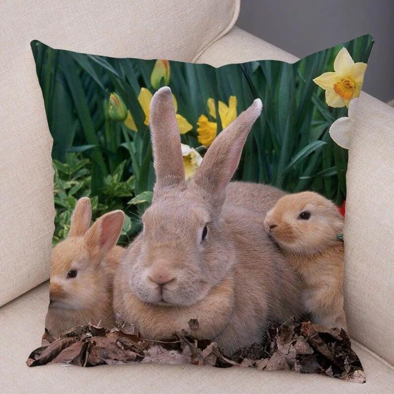 Sofa Car Home Decor Cute Rabbit Cushion Cover Bedroom Living Room Pillowcase Pet Animal Pillowcase