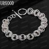 925 Sterling Silver Multi Ring Chain OT Buckle Bracelet Fashion Wedding Jewelry