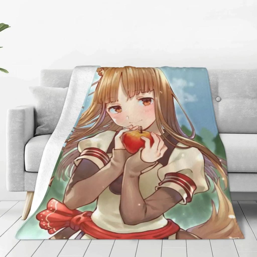 Japanese Anime Spice and Wolf Super Soft Velvet Plush Throw Blanket Modern Cute Holo Bedspread Blanket Home Blankets And Throws