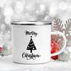 Happy Merry Christmas Tree Bell Mugs Xmas Blessing Coffee Cups Enamel Hot Chocolate Wine Cup Home Party Drink Mug Holiday Gifts