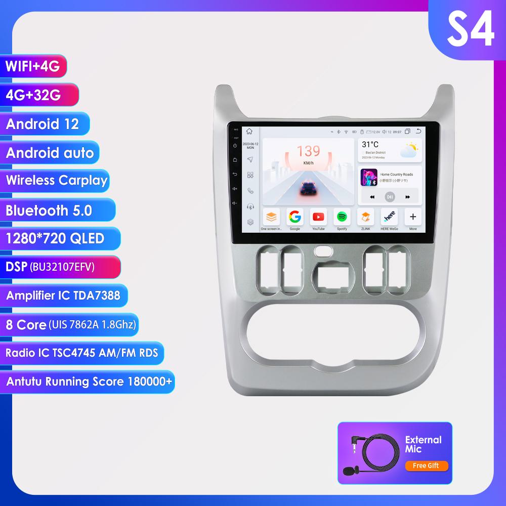 Hizpo 4G 9'' 10.33'' Sisteme inteligente AI CarPlay Android Auto Radio pentru Renault Logan 1 Sandero Lada Largus Ecran inteligent Auto Multimedia BT