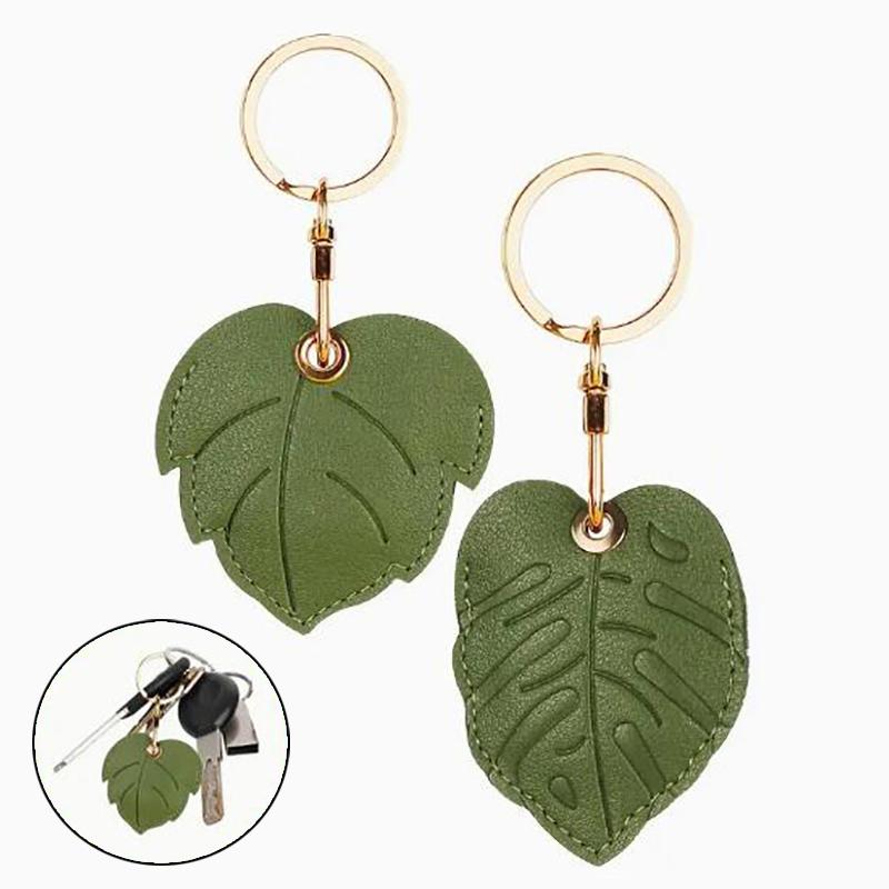 Leather Keychain Holder Case for Apple AirTag Cute Protective Air Tag Cover Keychain Ring Anti-Scratch Finder GPS Tracker Case