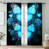 2Pcs Butterfly Printed Curtains Decorative Window Drapes Window Treatments For Bedroom Living Room Home Decoration Room