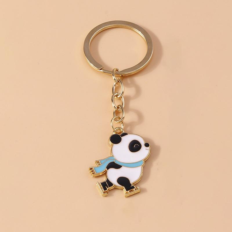 Cute Enamel Panda Keychain Cat Keyring Pendant for Car Key Holder Women Girls Handbag Accessories DIY Jewelry Gifts
