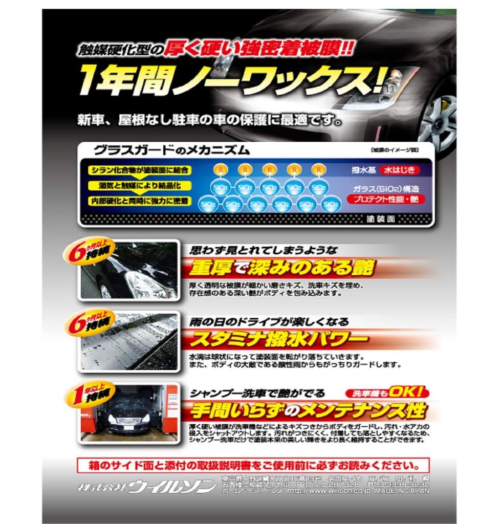 Willson Body White & Light Color Glass Guard 70ml for small-size car Vitz Move 01238