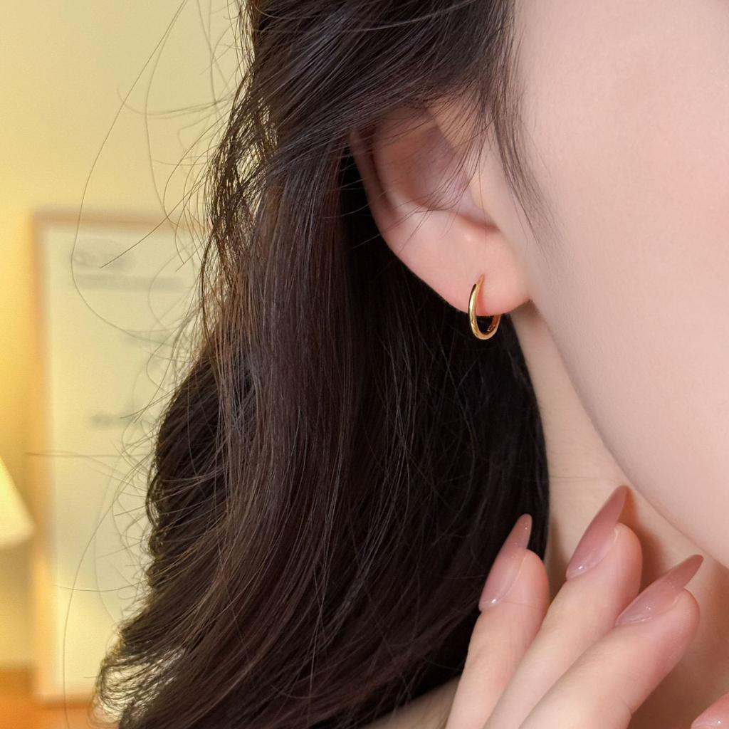 925 Sterling Silver Minimalist Huggie Hoop Earrings | Gold/Silver Tone Multiple Sizes Small Hoop Earrings for Women Men