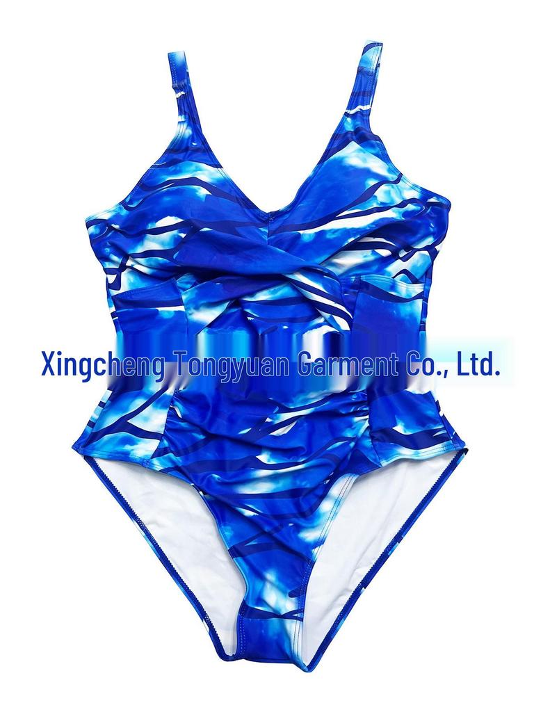 Costume da bagno intero bikini stampato con scollo a V taglie forti europee e americane