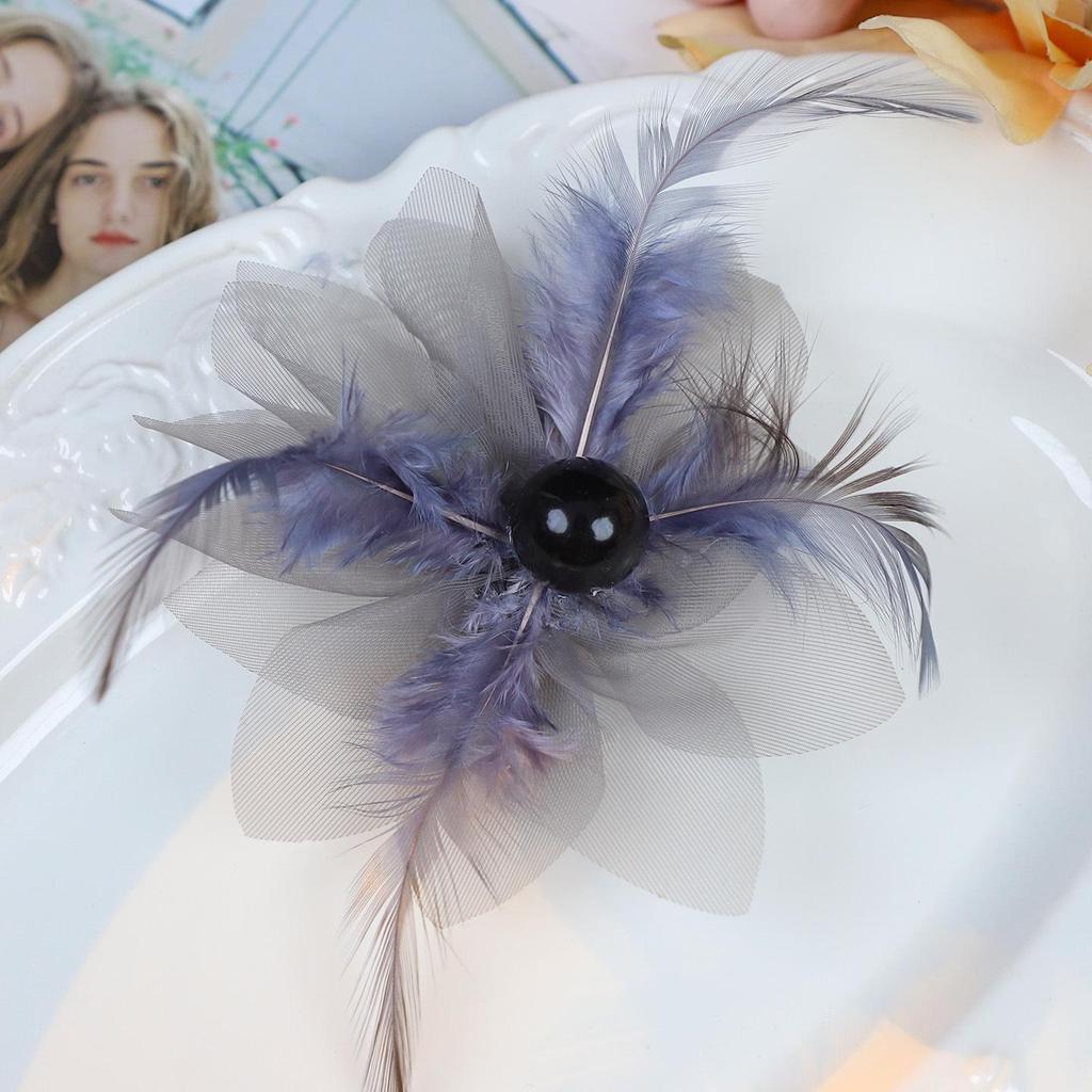 Forest Style Organza Feather Flower Embellishments for DIY Hair Clips & Brooches