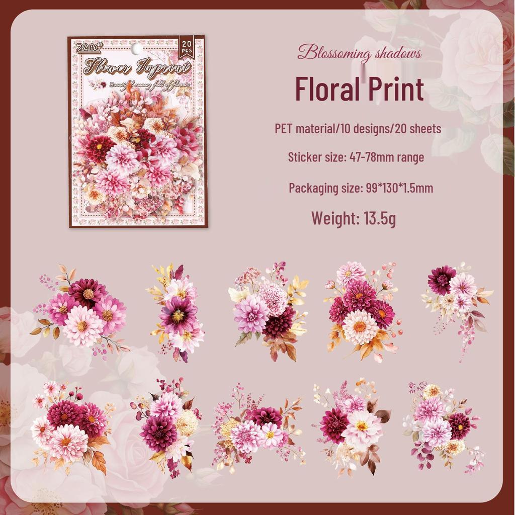 Yuezhen Květinová krajina Vodotěsné samolepky: Vysoce kvalitní balení PET deníkových samolepek