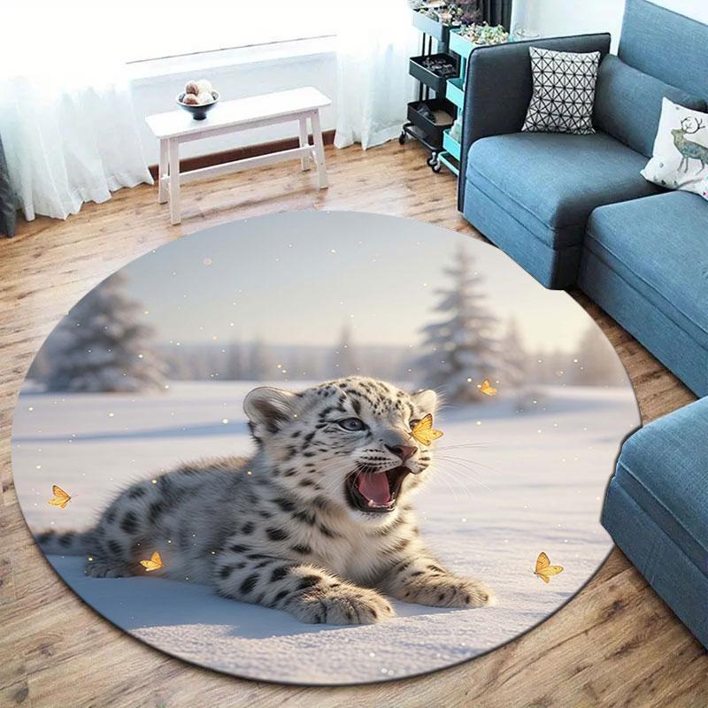 Animalsthatyawn Round Area Rug,Carpet Rug for Living Room Bedroom Sofa Playroom Decor,Non slip Floor Mat