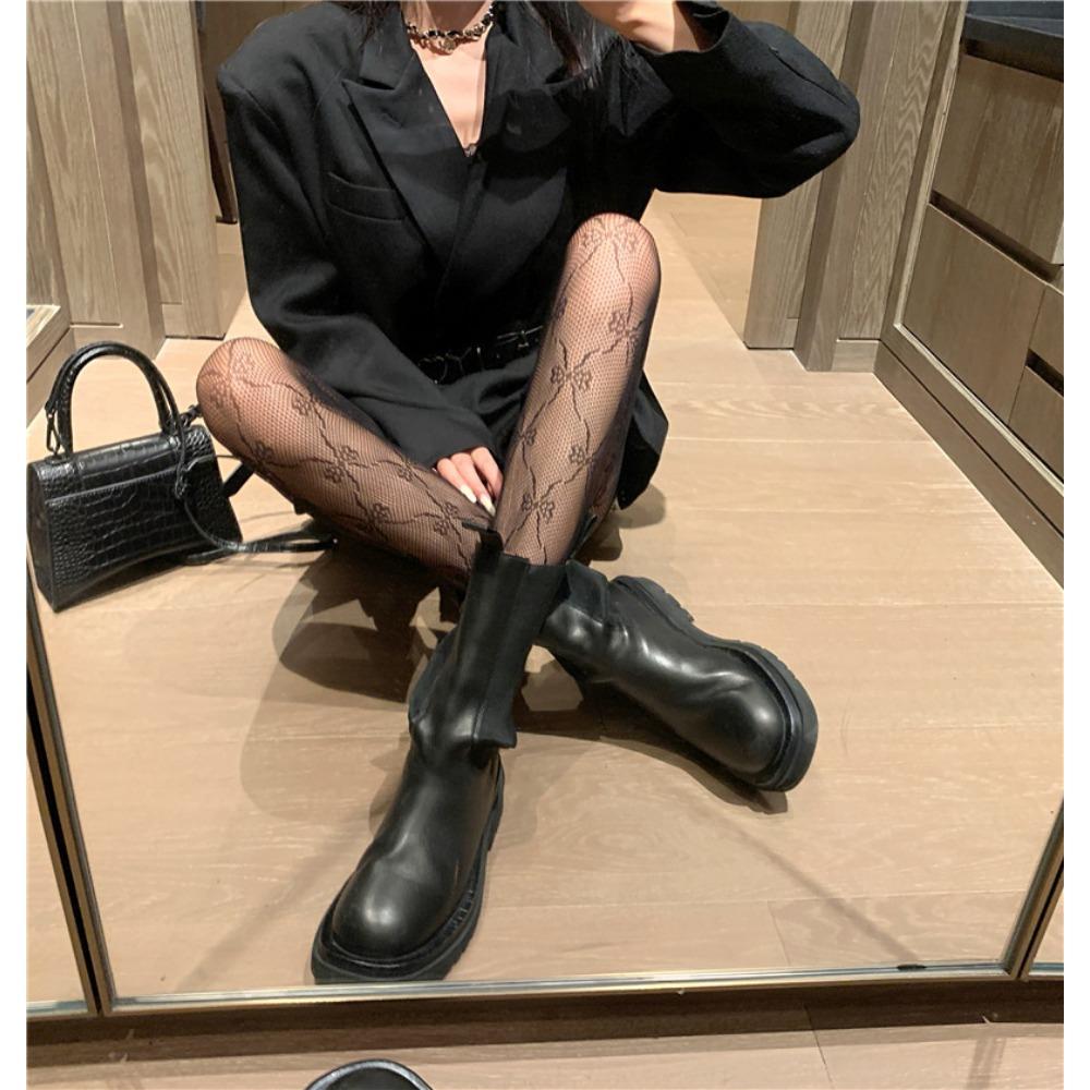 Spring and Summer Thin White Stockings Pantyhose Female Sexy Jacquard Black Stockings Bow Hollow Fishnet Socks