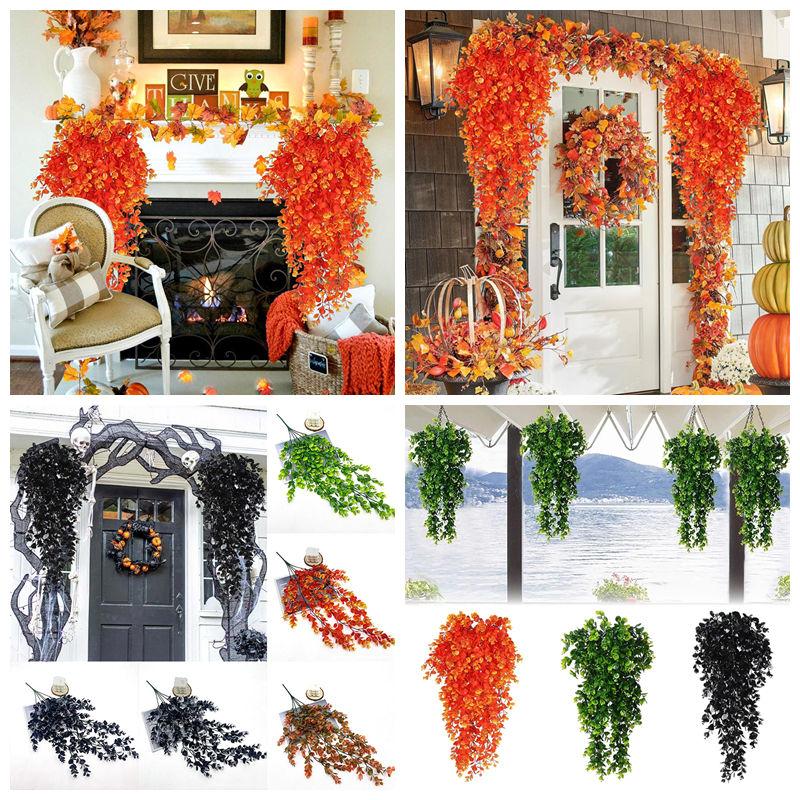 1-4pcs  Artificial Flower Plant Eucalyptus Rattan Vine Hanging Plants Home Garden Decoration Halloween Christmas Decoration 2025