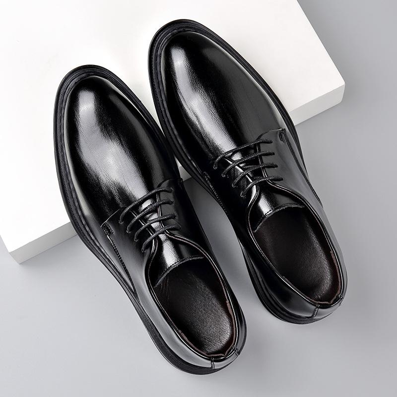 Business-Kleid Lederschuhe Herbst und Winter Schwarze Schnürschuhe Glänzend Bräutigam Hochzeitsschuhe Britische lässige Anzugschuhe