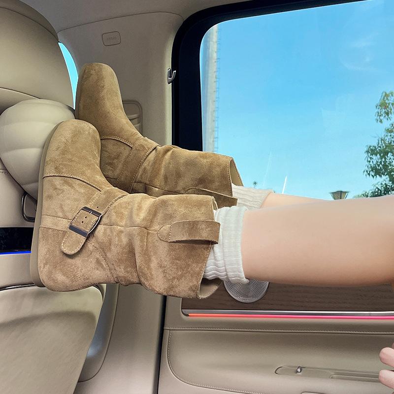 2025 new autumn retro fashion versatile round head small temperament simple Korean style short boots women comfortable