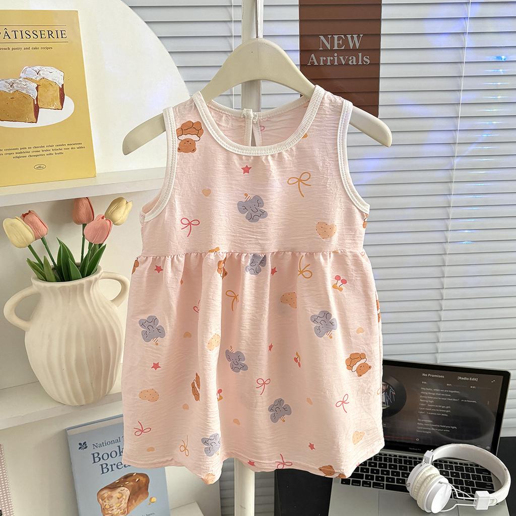 Summer Girls Thin Strap Princess Dress Stylish Baby Girl Vest Dress Casual Sleeveless Party Sundress For Kids