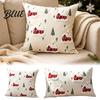 Farmhouse Cushion Covers Christmas Cottage Cover Red Snowy House Pillowcase Decorative Throw Pillow Case for Sofa Couch Home Decor Invisible Zipper