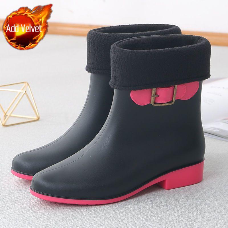 Waterproof Mid-Calf Rain Boots for Women Luxury Boots Warm & Durable Adult Female Waterproof Footwear with Anti-Slip Sole