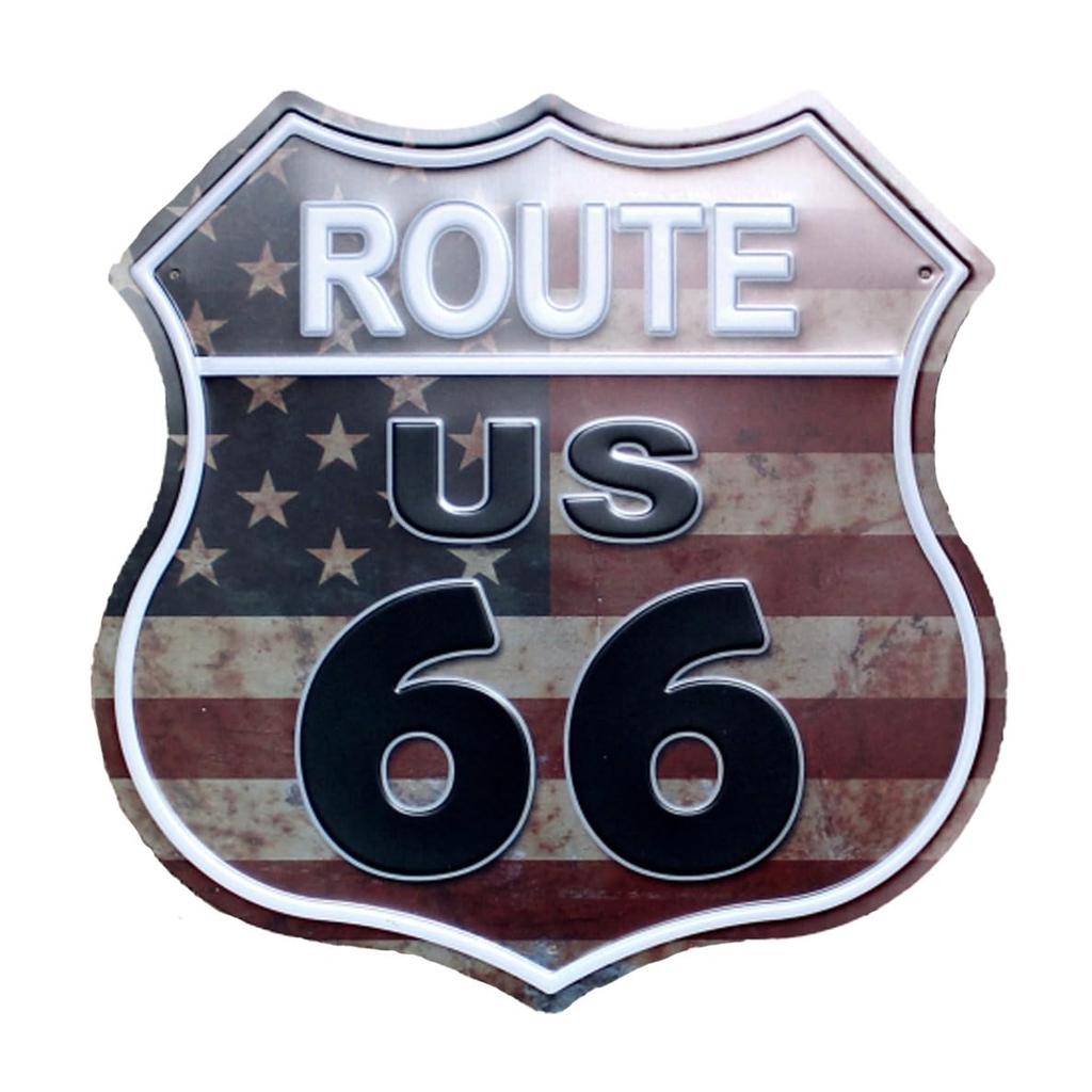 ALOHAMONI American USA Tin Plate Route 66 BIG Size Sign Vintage Metal Plate Number License Plate Retro California West Coast Hawaii Route66 (2US)