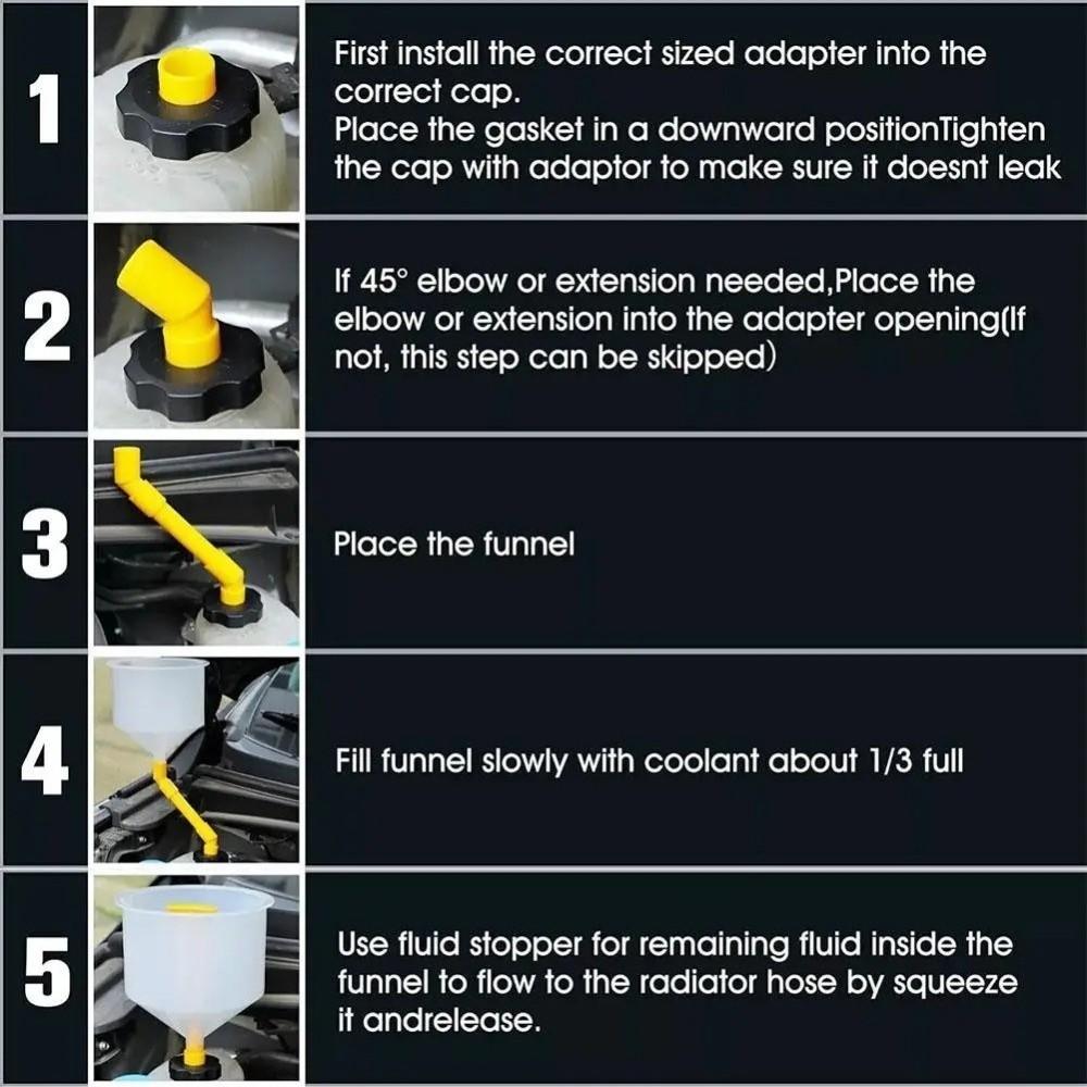 15Pcs/Set Universal Fit Car Antifreeze Funnel Spill Proof Coolant Bleeder Kit Coolant Replacement