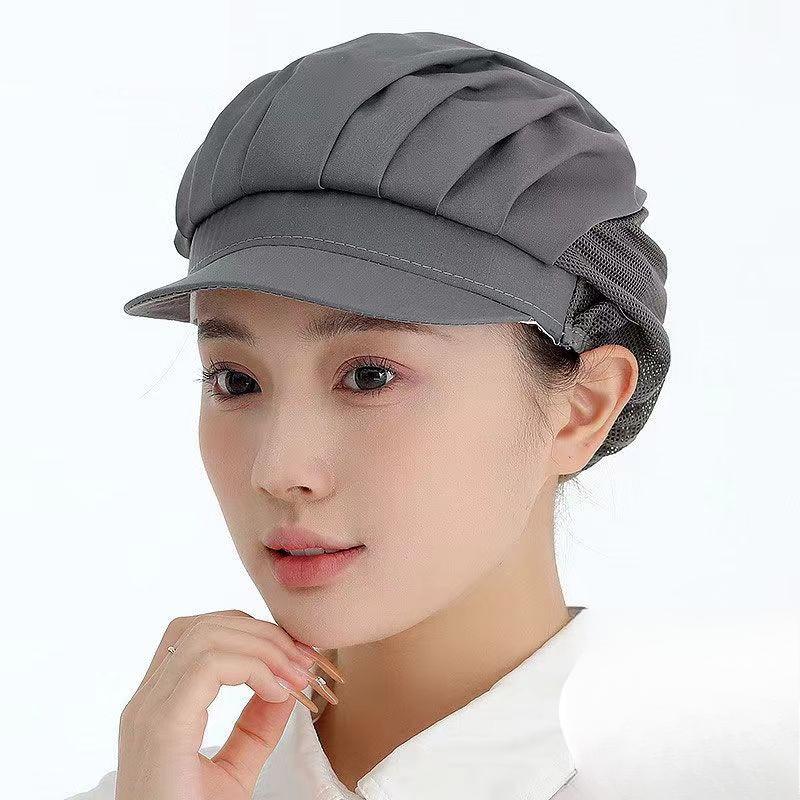 Durable Breathable Mesh Chef Cap Oil Proof Dust Proof Hair Protection Work Hat for Food Factory and Kitchen