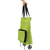 Foldable Shopping Cart with Wheels Multifunctional Fabric Storage Bag Portable Shopping Bag Green