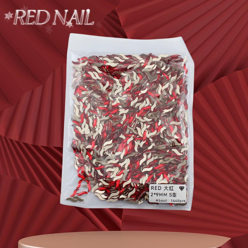 Pachet întreg de Crăciun de Anul Nou, mic, mare, roșu, fund plat, formă specială, diamant, artă pentru unghii, ornament pentru unghii, diamant roșu în formă specială