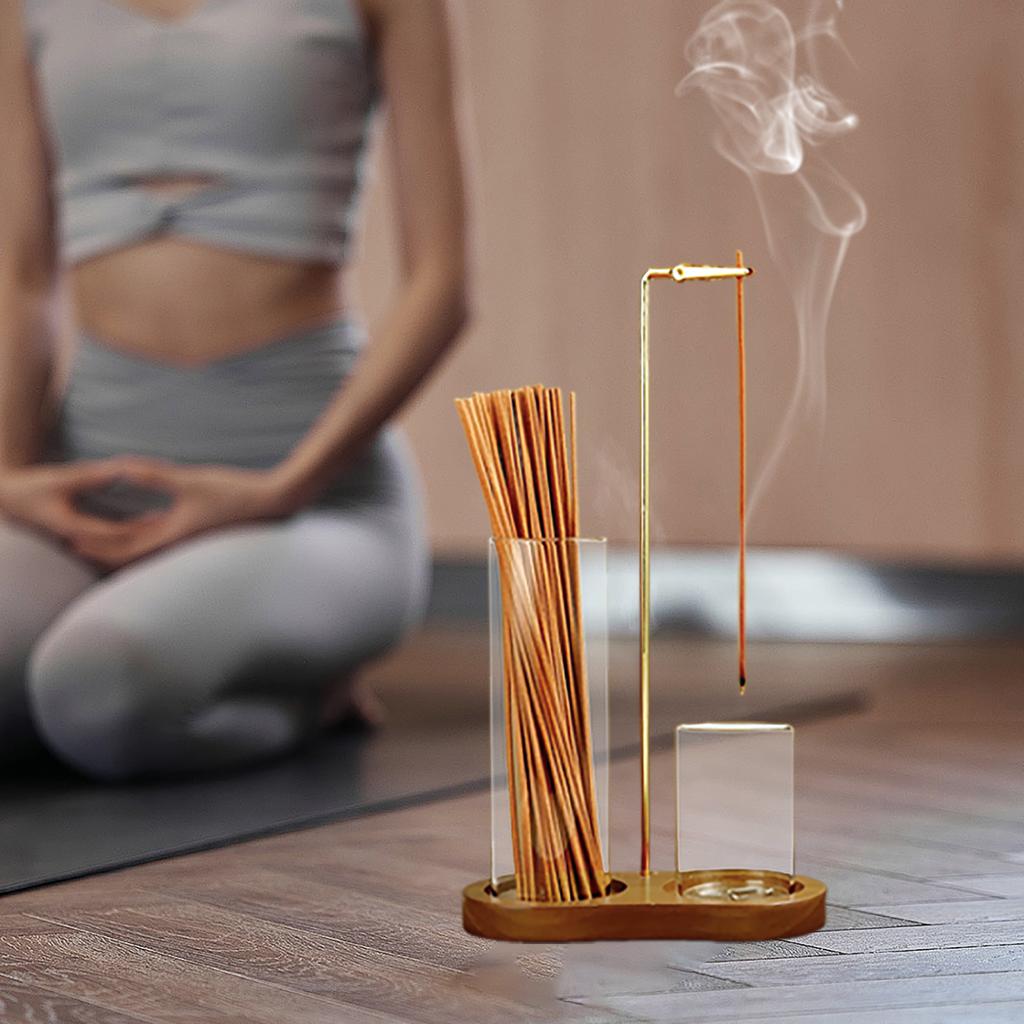 2 in 1 Incense Holder Anti-Ash Flying Incense Burne with Glass Ash Catcher and Incense Sticks Organizer for Meditation Yoga Spa 7