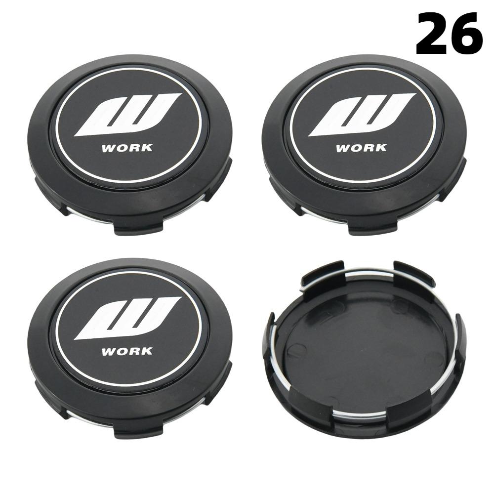 4 PZ 64MM Diametro Esterno / 62MM Diametro Interno Tappo Per Cerchi WORK EMOTION EQUIP MEISTER Logo VS & WORK Tappo Centrale Ruota Copri Ruota Auto Sportiva Tappi Mozzo