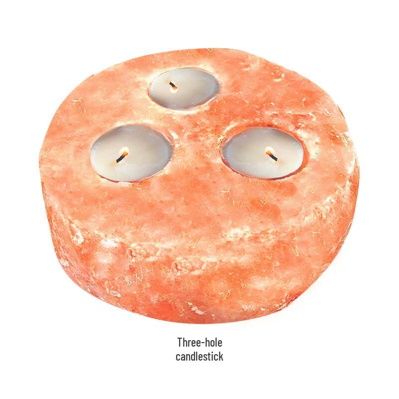 Гималайская розовая соль Кристалл 3-отверстия Подсвечник Лампа