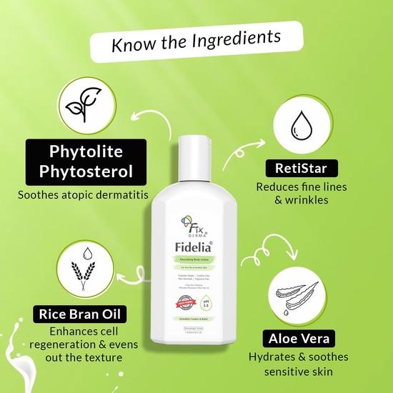 Fixderma Fidelia Nourishing Body Lotion|Nawilżacz do twarzy i ciała Balsam do ciała dla kobiet i mężczyzn i aloes-250ml