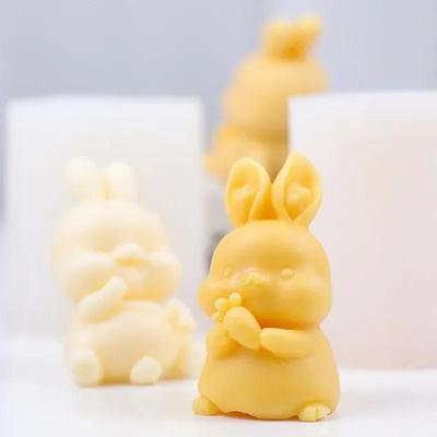 Moules créatifs faits main en silicone pour bougies, radis, petit lapin, carotte, lapin heureux, peinture, plâtre, décoration de gâteau de Pâques