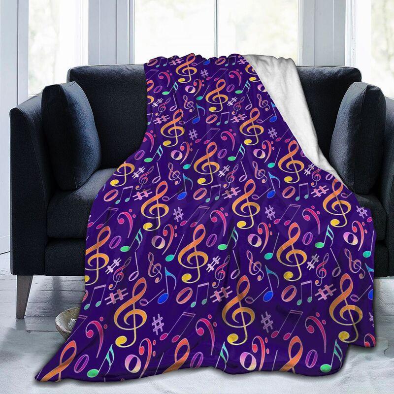 Drunk On Music Notes Flannel Fleece Blanket Travel Office Home Sofa Car Bedspread Lightweight Soft Warm Cozy Fuzzy Throw Blanket