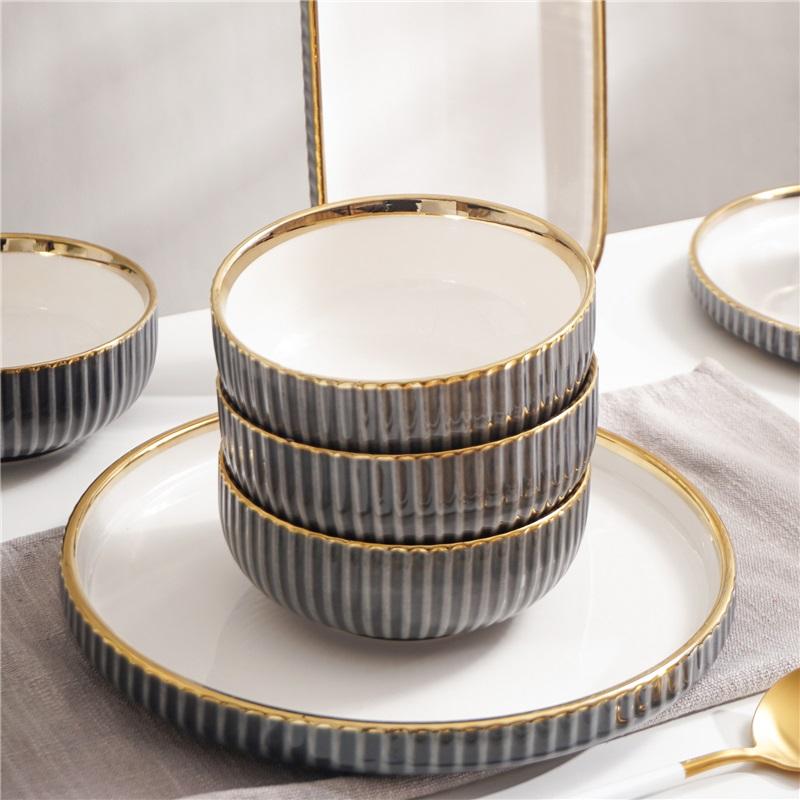 High End Luxury Ceramic Tableware Set Coffee Cups Round Plates Rectangular Platters European Style Home Use Combination
