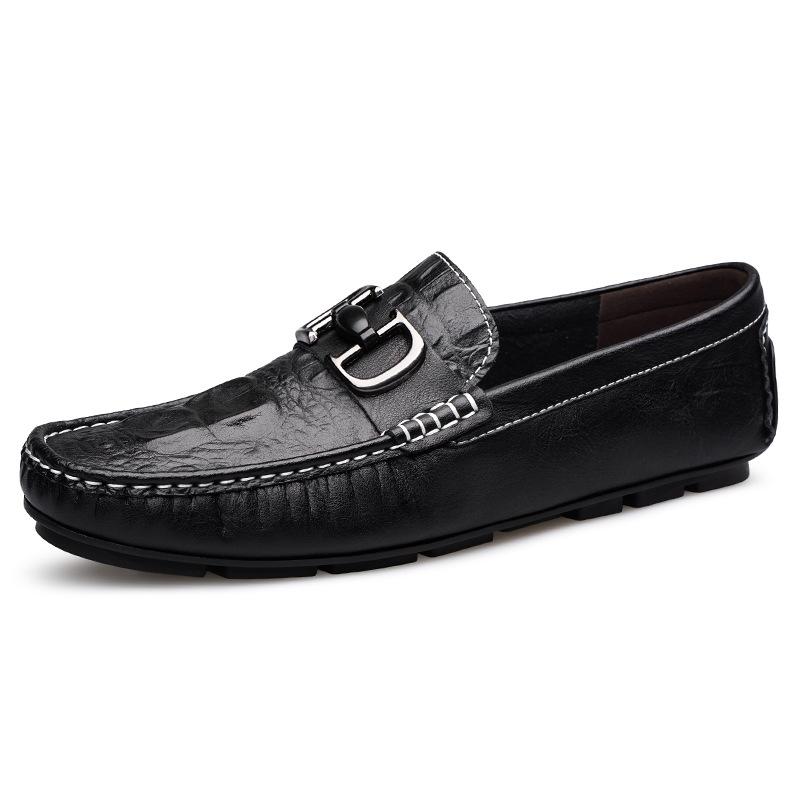 Leather men's shoes are trendy, driving with soft soles, and pedal Doudou shoes men's casual leather.