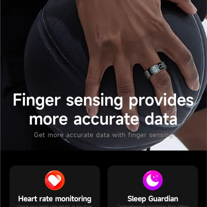 2025 New SR08 Smart Ring Men Women LED Display Screen Heart Rate Blood Oxygen Monitoring 5ATM Waterproof Multi Sports Modes