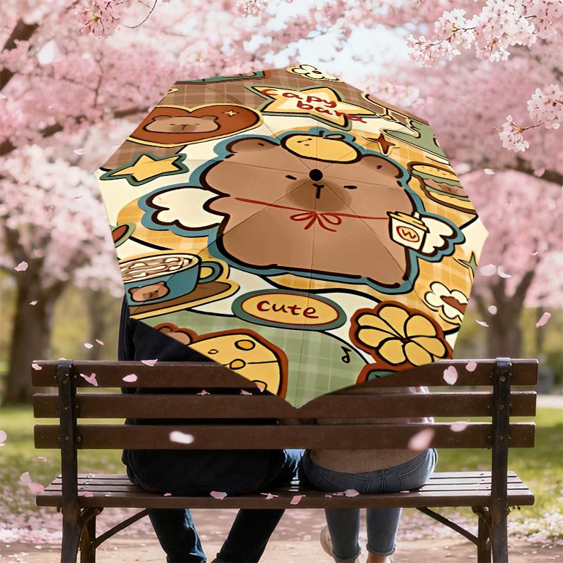 1PC Capybara Cute Umbrella-8-Rib Reinforced, Automatic Open, Lightweight & Durable, Cute Fashion Accessory for Outdoor-A1241