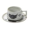 Retro Cute Cat Ceramic Mug Saucer Japanese Creative Coarse Pottery Coffee Cup Ins Home Couple Breakfast Milk Cups
