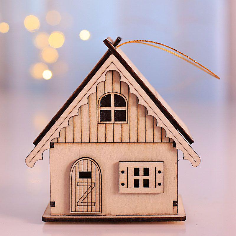 Led Light Wood House Adorable Christmas Tree Hanging Ornaments For Holiday Decor