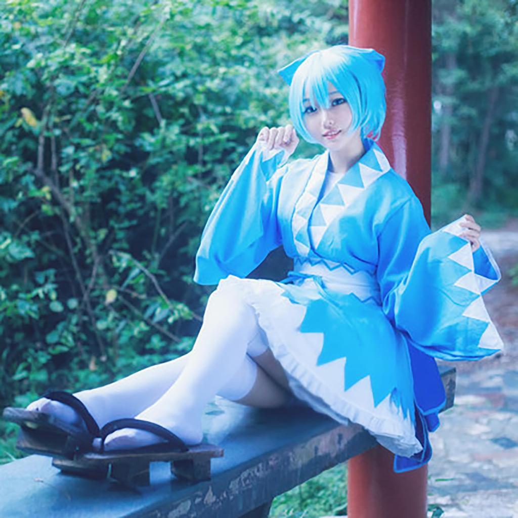 [Milky Time] Touhou Cirno Cosplay Costume with Wig, Anime Costume, Halloween, Touhou Project