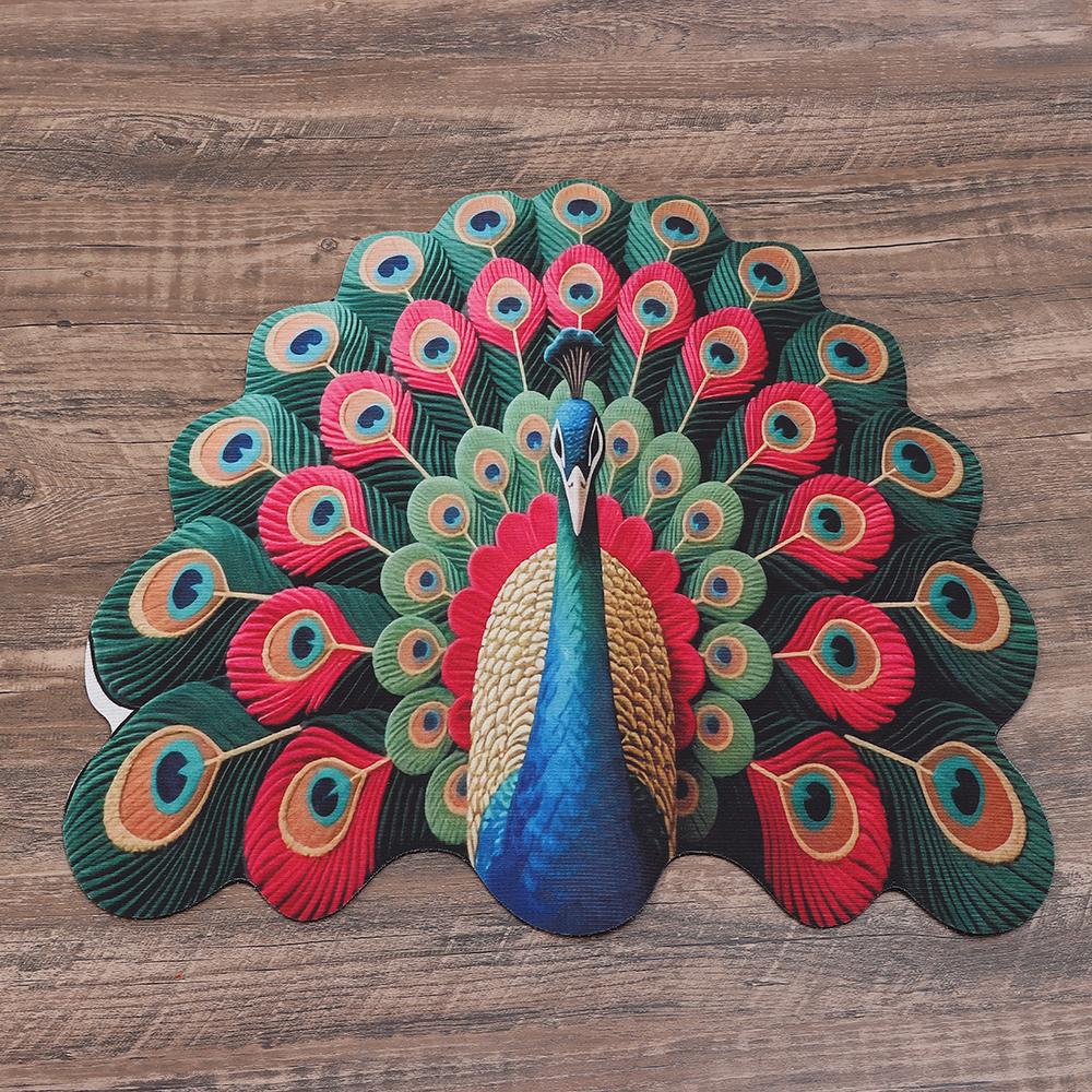 Non-slip Peacock Mat Special-shaped Door Gasket Peacock Carpet  for Living Room Tea Table Bedside