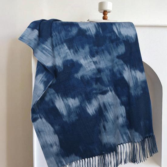 Women Scarf Graffiti Color Block Printed Scarf Autumn Winter Soft Shawl Scarf Outdoor Activities Versatile Accessory